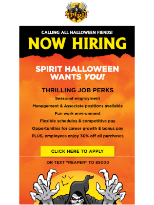 Spirit Halloween - Wanna work for Spirit Halloween? 🎃