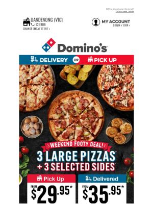 Domino’s Pizza Enterprises (AU) - Triple The Fun This Weekend With Domino's Delivered!