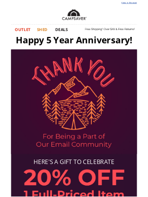 CampSaver - Happy Anniversary to Us 🎉