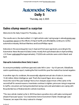 Automotive News - Sales slump wasn’t a surprise