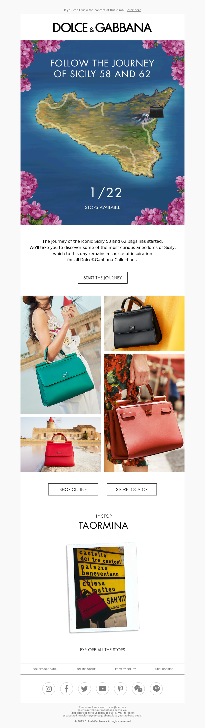 Email design example for luxury brands from D&G