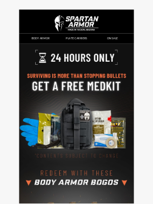 Spartan Armor Systems - Claim BOGO + FREE MedKit - 24 HRS Only