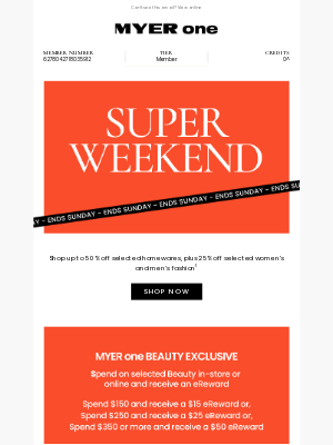 MYER (Australia) - Super Weekend is ON NOW | Shop up to 50% off selected homewares