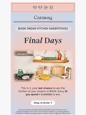 Caraway - Final Days for $100K Dream Kitchen Giveaway!