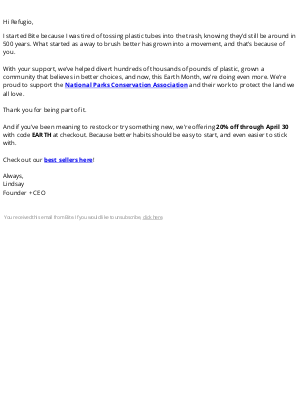 Bite Toothpaste Bits - A note from our founder for Earth Month 🌎