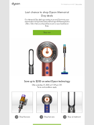 Dyson - Don’t miss out on our Memorial Day deals