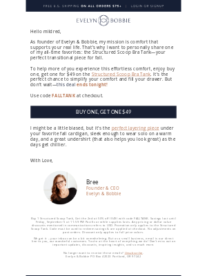 Evelyn & Bobbie - Buy one, get one for $49. Ends tonight!