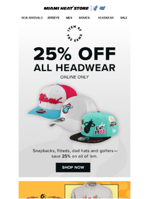 Miami Heat - 25% off ALL Headwear 🧢🔥