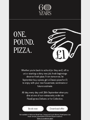 PizzaExpress (United Kingdom) - Charles, £1 Pizza starts tomorrow