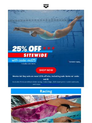 Arena - 25% off new, up to 75% off sale items - don't miss it!