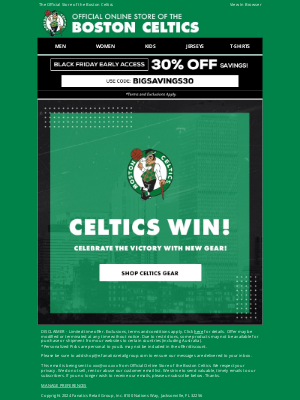 Boston Celtics Store - Celtics Win! Celebrate With Official Gear