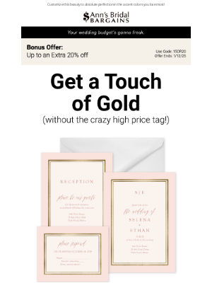 Anns Bridal Bargains - This Invitation Set is Golden