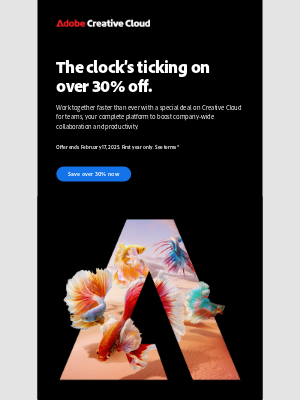 Adobe - Reminder: Save over 30% on Creative Cloud for teams