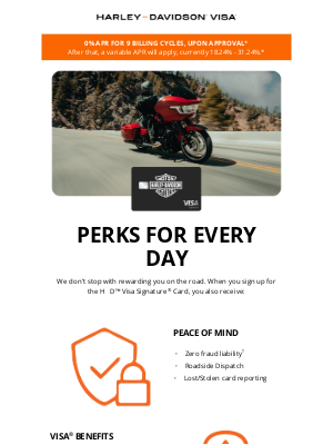 Harley-Davidson Footwear - Benefits of the H-D™ Visa Signature® Card