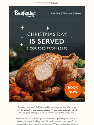 Brewers Fayre (United Kingdom) - Christmas Day is served. Celebrate from £59.95 per person