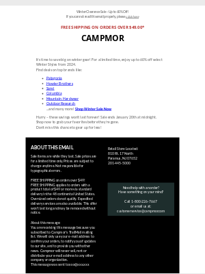 Campmor - Don’t Miss Out: Up to 60% Off Winter Styles!