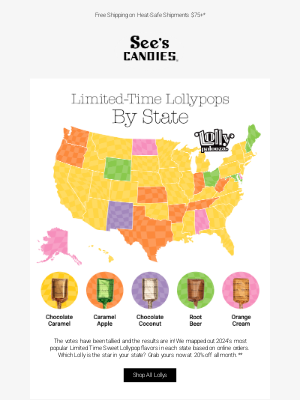 See's Candies - Lollypop Favorites, State by State 🍭