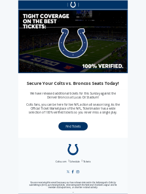 Indianapolis Colts - 🎟️ New Tickets Added For Colts vs Broncos!
