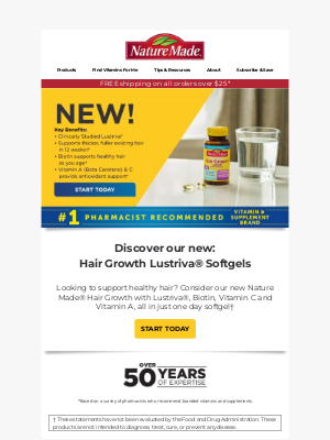 Nature Made - NEW: Hair Growth Lustriva® Softgels