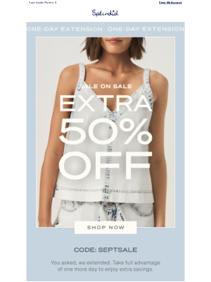 Splendid - Encore? Yep. Extra 50% Off Extended!
