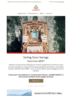 Cunard (United Kingdom) - Set off on an iconic ocean adventure
