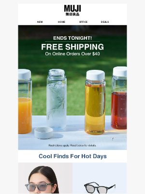 MUJI - 📣 FREE SHIPPING over $40 ends at midnight! 📣