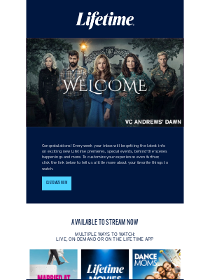 Lifetime - We're delighted to have you