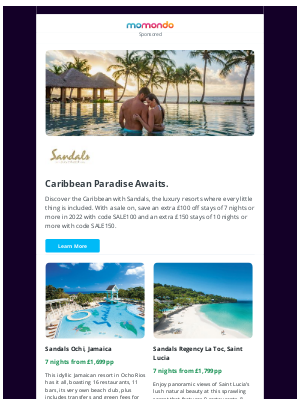 momondo (UK) - Save on Caribbean holidays in the Sandals Sale.
