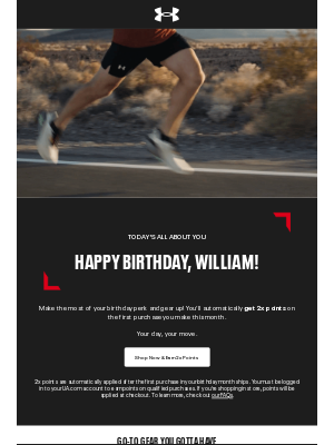 Under Armour - Happy Birthday—you’ve got a UA Reward waiting…