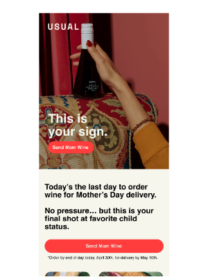 USUAL Wines - Last chance to Send Mom Wine