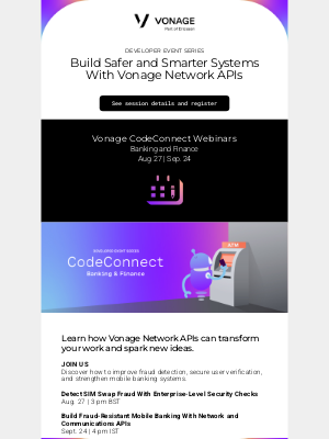 Vonage - Vonage CodeConnect: Register for the banking and finance webinar