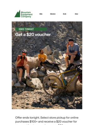 MEC (Canada) - Ends tonight: get a $20 voucher