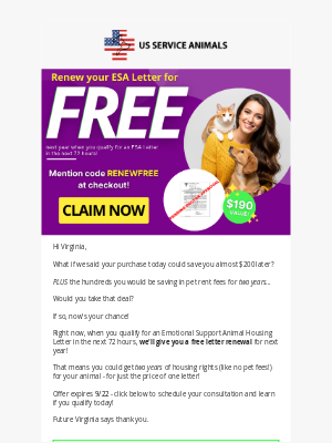 US Service Animals - Get a FREE ESA Letter Renewal! 🤯