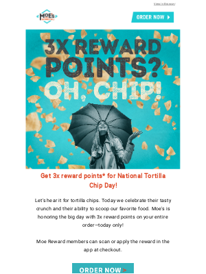 Moe’s Southwest Grill - Today only, get 3x reward points 🤯