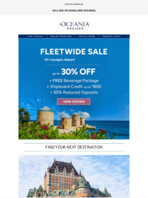 Oceania Cruises - Treat Yourself: Shipboard Credit up to $800, Beverage Package & up to 30% Off