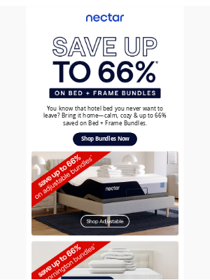 Nectar Sleep - That “perfect hotel bed” feel? Get it with up to 66% saved on bundles. 💤