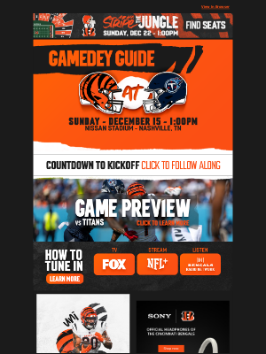 Cincinnati Bengals - Tune In & Gamedey Guide // AT Titans