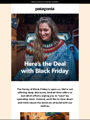 black friday email example from Patagonia