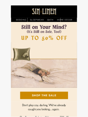 Sin in Linen - Save up to 50% off now!