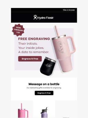 Hydroflask - Free engraving for your Valentine 💘