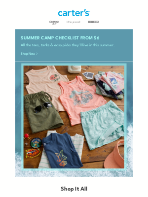 OshKosh B'Gosh - FROM JUST $6 👏 Summer camp checklist ✅