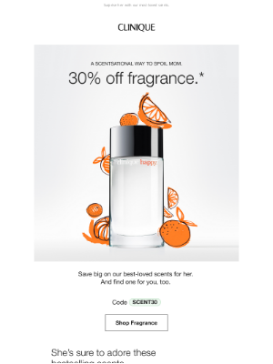 Clinique (Canada) - 30% off fragrance 💖 Grab a gift for Mom!
