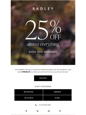 Radley (United Kingdom) - 25% off ends this weekend