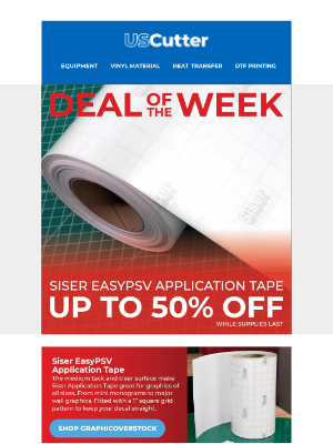 USCutter - 🤩 Deal Of The Week: 50% Off Siser EasyPSV Application Tape