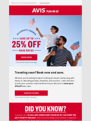 Avis Car Rental - 🎆 Save up to 25% on your holiday rental