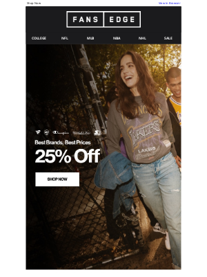 fansedge - Starting NOW! 25% Off Best Brands, Best Prices Sale