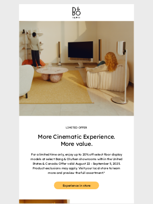 Bang & Olufsen - Upgrade to better sound, better picture, or even bigger screen