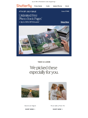 Shutterfly - The 4th of July Sale starts NOW with unlimited free pages! 🎆