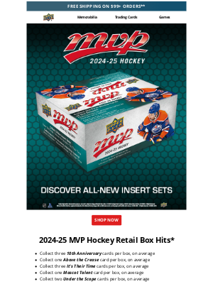 Upper Deck - 2024-25 MVP Hockey Retail Box is Available