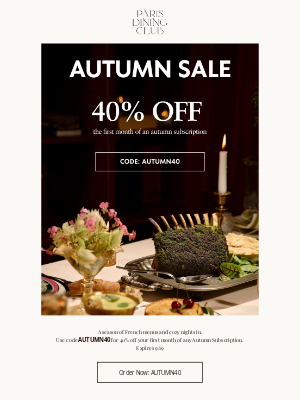 Paris Dining Club - 💛 40% off your first Autumn Menu